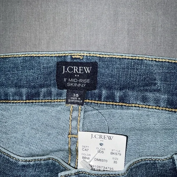 J. Crew 8" Mid Rise Skinny Womens Jeans 35 Signature Waist Stretch  NWT - Picture 3 of 8